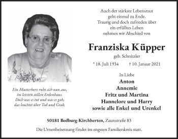 Anzeige von Franziska Küpper von  Werbepost 