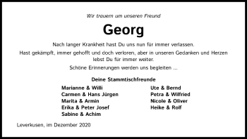 Anzeige von Georg  von Kölner Stadt-Anzeiger / Kölnische Rundschau / Express