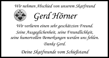 Anzeige von Gerd Hörner von Kölner Stadt-Anzeiger / Kölnische Rundschau / Express