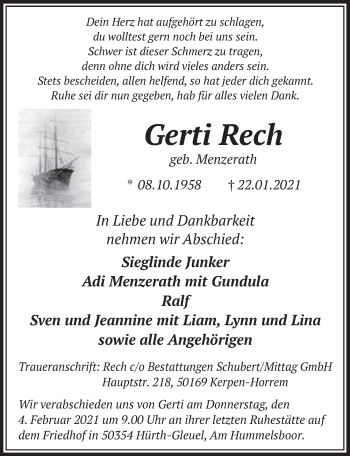 Anzeige von Gerti Rech von  Wochenende 