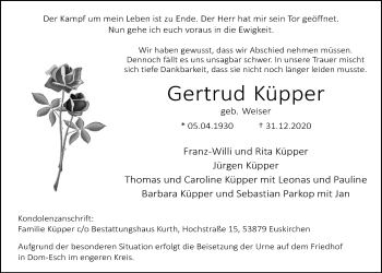 Anzeige von Gertrud Küpper von  Blickpunkt Euskirchen 