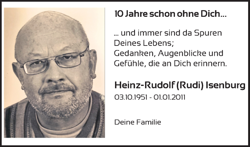  Traueranzeige für Heinz-Rudolf Isenburg vom 02.01.2021 aus Kölner Stadt-Anzeiger / Kölnische Rundschau / Express