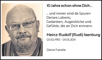 Anzeige von Heinz-Rudolf Isenburg von Kölner Stadt-Anzeiger / Kölnische Rundschau / Express