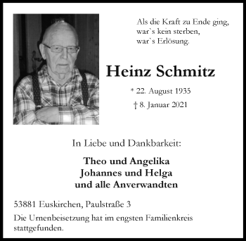 Anzeige von Heinz Schmitz von  Blickpunkt Euskirchen 