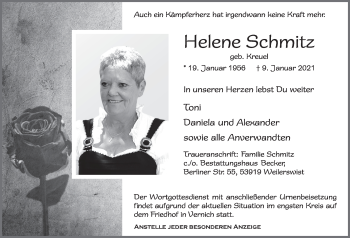 Anzeige von Helene Schmitz von  Blickpunkt Euskirchen 
