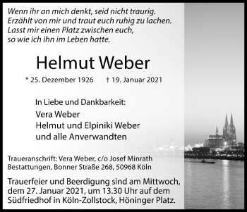 Anzeige von Helmut Weber von Kölner Stadt-Anzeiger / Kölnische Rundschau / Express