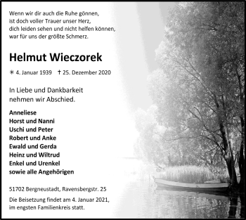 Anzeige von Helmut Wieczorek von  Anzeigen Echo 