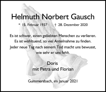 Anzeige von Helmuth Norbert Gausch von  Anzeigen Echo 