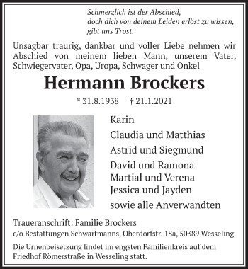 Anzeige von Hermann Brockers von  Schlossbote/Werbekurier 