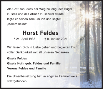 Anzeige von Horst Feldes von Kölner Stadt-Anzeiger / Kölnische Rundschau / Express