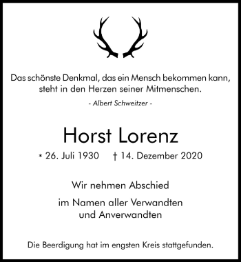Anzeige von Horst Lorenz von  Bergisches Handelsblatt 