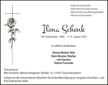 Anzeige von Ilona Schenk von  Anzeigen Echo 