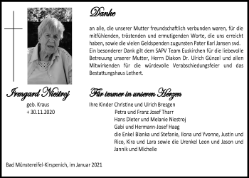 Anzeige von Irmgard Niestoj von  Blickpunkt Euskirchen 