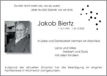 Anzeige von Jakob Biertz von  Blickpunkt Euskirchen 