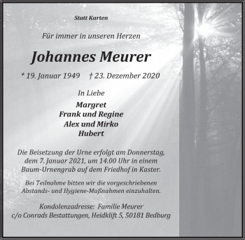 Anzeige von Johannes Meurer von  Werbepost 