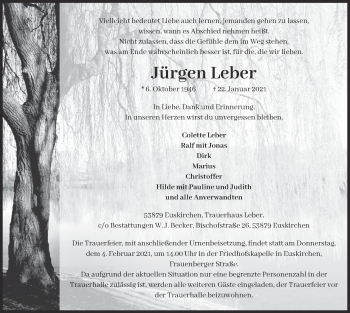 Anzeige von Jürgen Leber von  Blickpunkt Euskirchen 