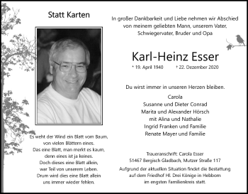 Anzeige von Karl-Heinz Esser von Kölner Stadt-Anzeiger / Kölnische Rundschau / Express