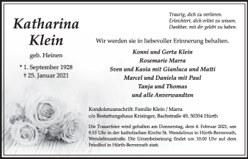 Anzeige von Katharina Klein von  Wochenende 