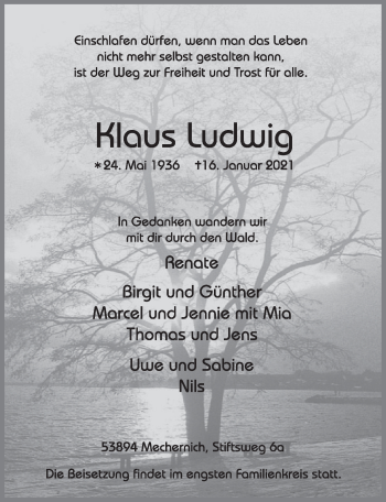 Anzeige von Klaus Ludwig von  Schlossbote/Werbekurier 