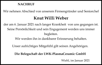 Anzeige von Knut Willi Weber von Kölner Stadt-Anzeiger / Kölnische Rundschau / Express