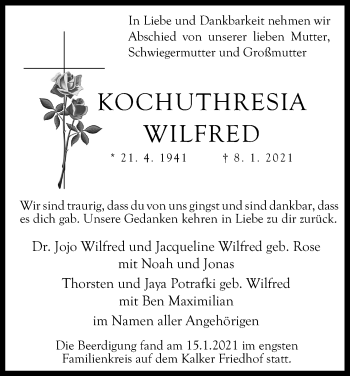 Anzeige von Kochuthersia Wilfred von Kölner Stadt-Anzeiger / Kölnische Rundschau / Express