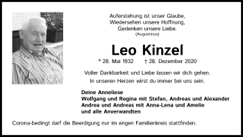 Anzeige von Leo Kinzel von Kölner Stadt-Anzeiger / Kölnische Rundschau / Express