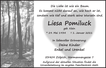 Anzeige von Liesa Pomiluck von  Blickpunkt Euskirchen 