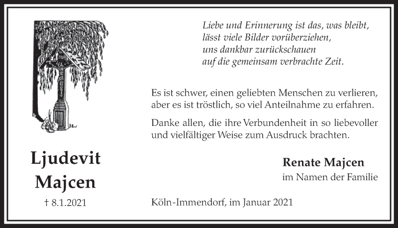  Traueranzeige für Ljudevit Majcen vom 29.01.2021 aus  Kölner Wochenspiegel 