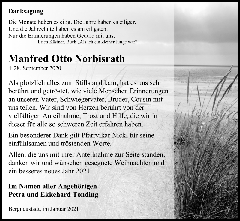  Traueranzeige für Manfred Otto Norbisrath vom 02.01.2021 aus Kölner Stadt-Anzeiger / Kölnische Rundschau / Express