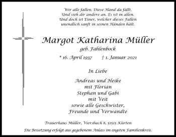 Anzeige von Margot KXatharina liürer von Kölner Stadt-Anzeiger / Kölnische Rundschau / Express