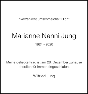 Anzeige von Marianne Nanni Jung von Kölner Stadt-Anzeiger / Kölnische Rundschau / Express