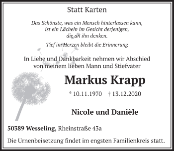 Anzeige von Markus Krapp von  Schlossbote/Werbekurier 