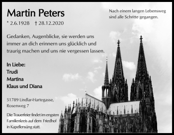 Anzeige von Martin Peters von Kölner Stadt-Anzeiger / Kölnische Rundschau / Express