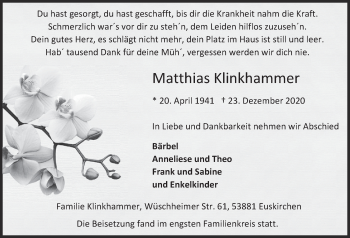 Anzeige von Matthias Klinkhammer von  Blickpunkt Euskirchen 