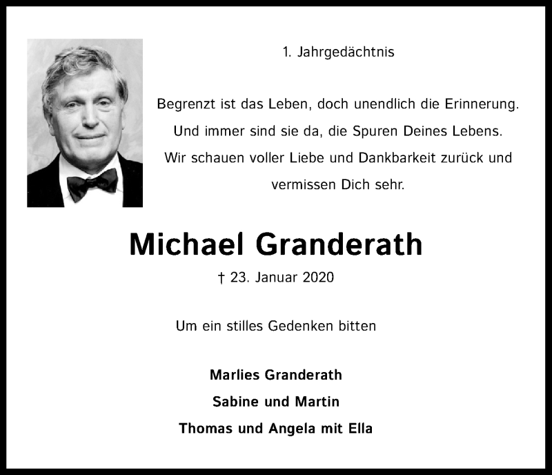  Traueranzeige für Michael Granderath vom 23.01.2021 aus Kölner Stadt-Anzeiger / Kölnische Rundschau / Express