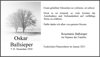 Anzeige von Oskar Ballsieper von  Blickpunkt Euskirchen 