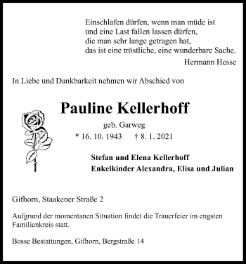 Anzeige von Pauline Kellerhoff von Kölner Stadt-Anzeiger / Kölnische Rundschau / Express