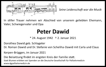Anzeige von Peter Dawid von Kölner Stadt-Anzeiger / Kölnische Rundschau / Express