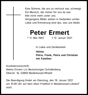 Anzeige von Peter Ermert von Kölner Stadt-Anzeiger / Kölnische Rundschau / Express