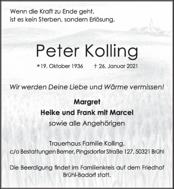 Anzeige von Peter Kolling von  Schlossbote/Werbekurier 
