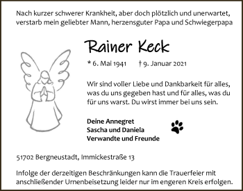 Anzeige von Rainer Keck von  Anzeigen Echo 