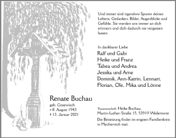 Anzeige von Renate Buchau von  Blickpunkt Euskirchen 
