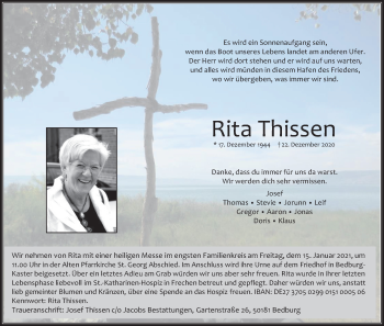 Anzeige von Ritaa Thissen von Kölner Stadt-Anzeiger / Kölnische Rundschau / Express