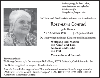 Anzeige von Rosemarie Conrad von  Werbepost 