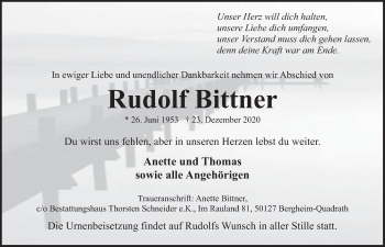 Anzeige von Rudolf Bittner von  Werbepost 