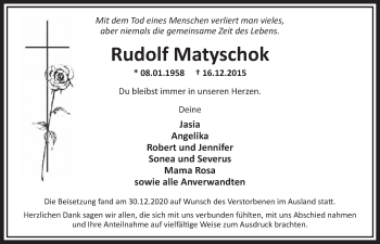 Anzeige von Rudolf Matyschok von  Werbepost 