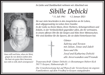 Anzeige von Sibille Debicki von  Werbepost 