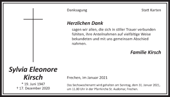 Anzeige von Sylvia Eleonore Kirsch von  Wochenende 