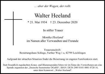 Anzeige von Walter Heeland von Kölner Stadt-Anzeiger / Kölnische Rundschau / Express