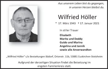 Anzeige von Wilfried Höller von  Blickpunkt Euskirchen 